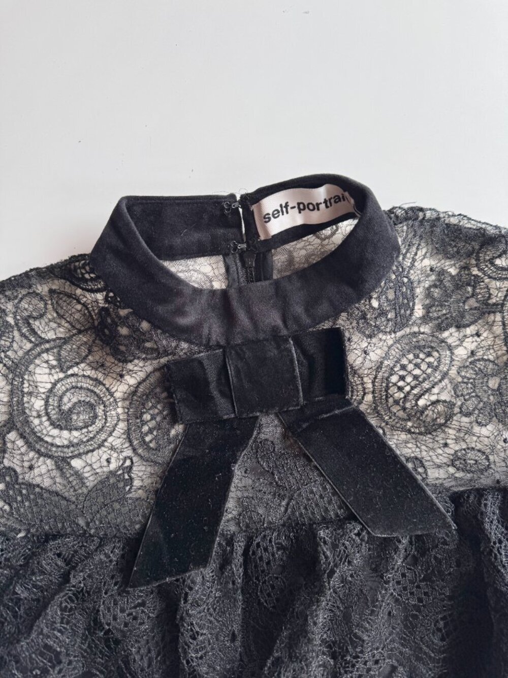 SELF-PORTRAIT Black Paisley Embroidered Tulle Crepe Wide Leg Jumpsuit, Size 2 - Picture 5 of 13